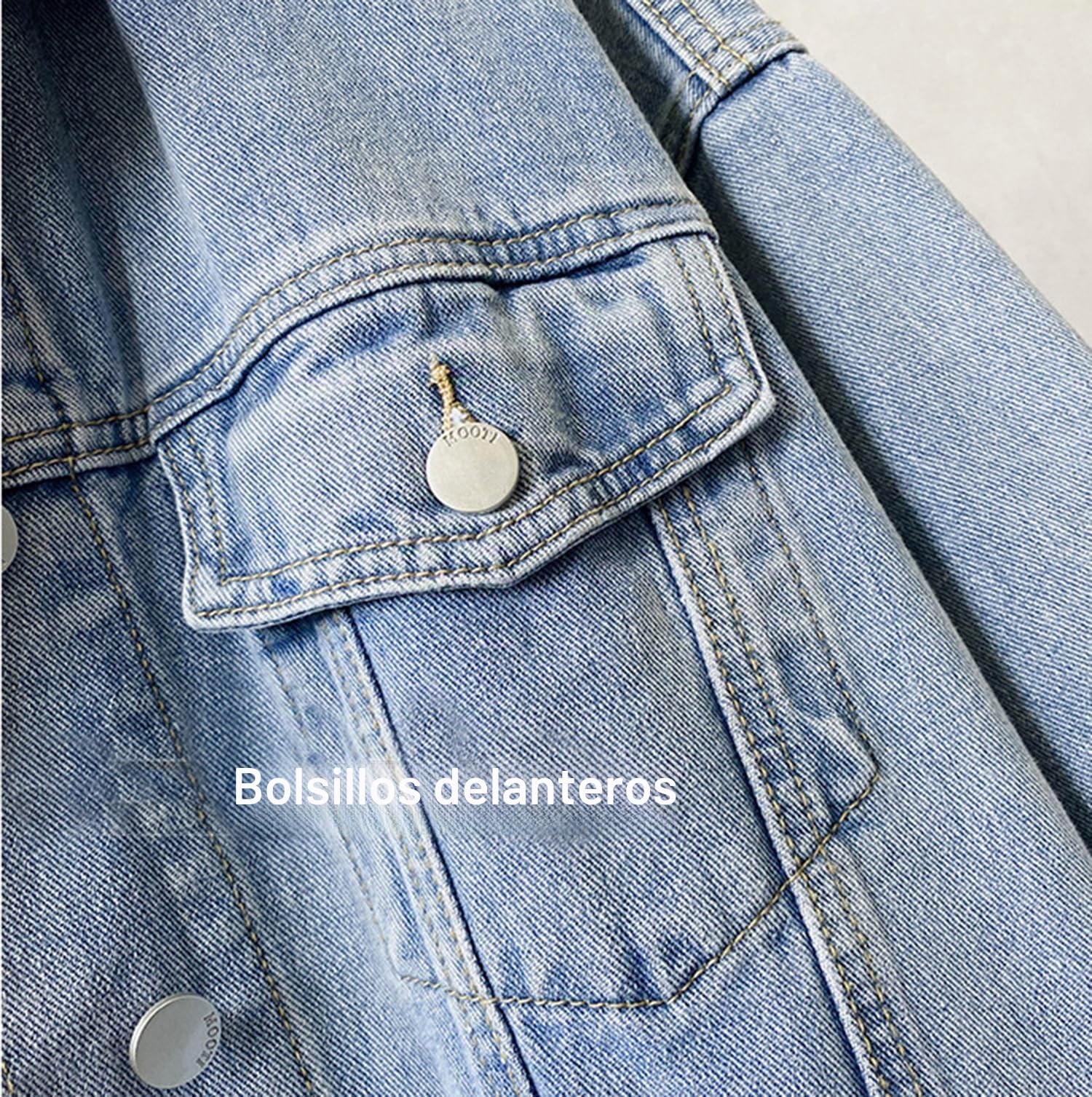 Chaqueta Vaquera Mujer Oversize Casual Trucker Chaqueta Vaquera con Bolsillos Abrigo Entretiempo Primavera Otoño