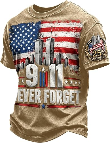Shiketong 911 Memorial Shirts Faith Courage Hope Printed Men