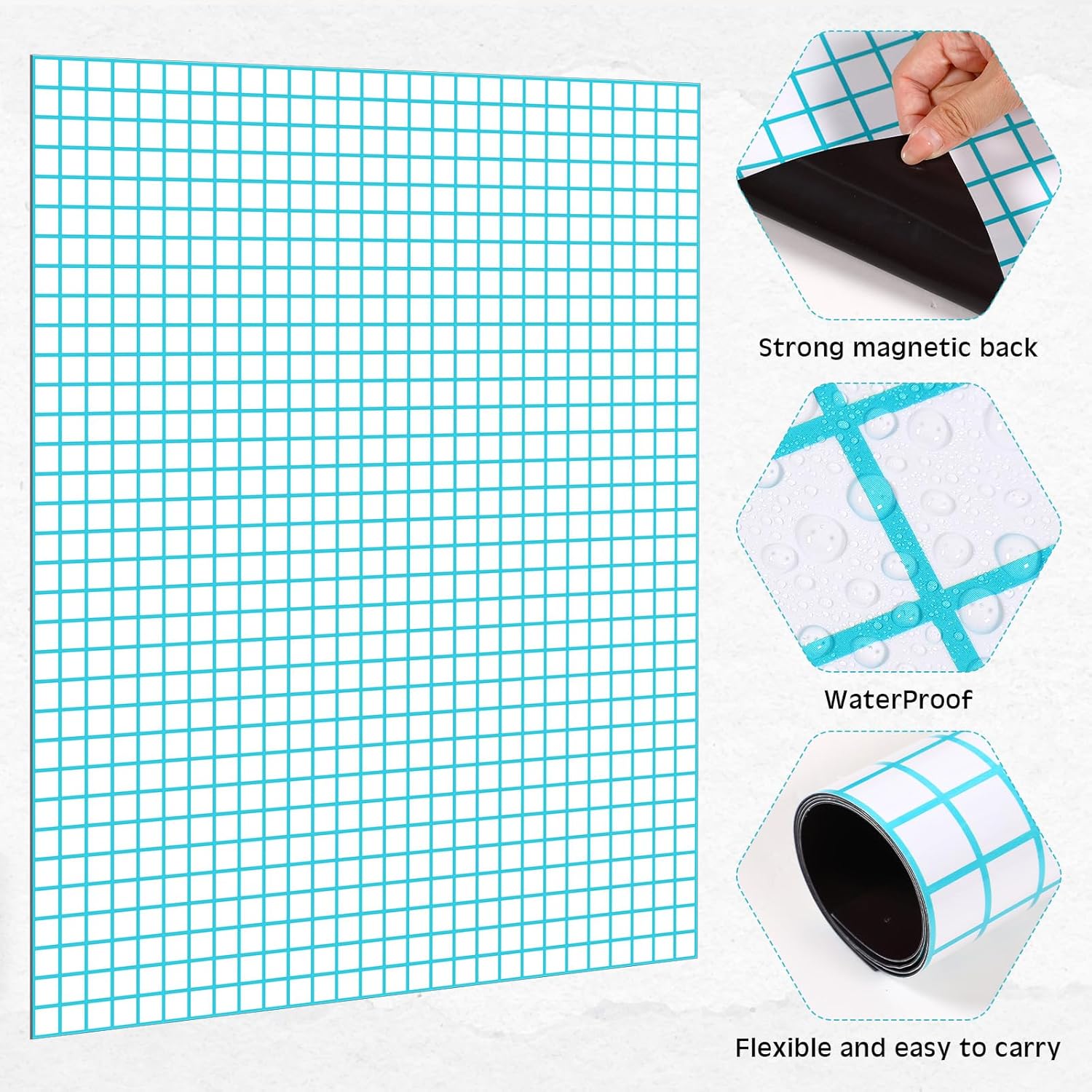 Ctosree 4 Set Jumbo Sized Magnetic Graph Paper for Whiteboard 27.95" x 22.05" Dry Erase Grid Dry Erase Board with Magnetic Dry Erase Colorful Markers Erasers for Teachers Students Classroom Supplies