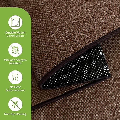 Miniatura 3 de Juego de alfombras de cocina tejidas estilo sisal, 2 unidades (17 x 47 y 17 x 29), estilo granja, superficie no impresa, antideslizante, lavable a