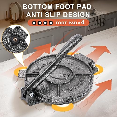 Miniatura 7 de Vivicreate Prensa de tortilla de hierro fundido para tortillas de harina de masa Rotis Quesadilla Maker Prensa para tortillas de hierro fundido
