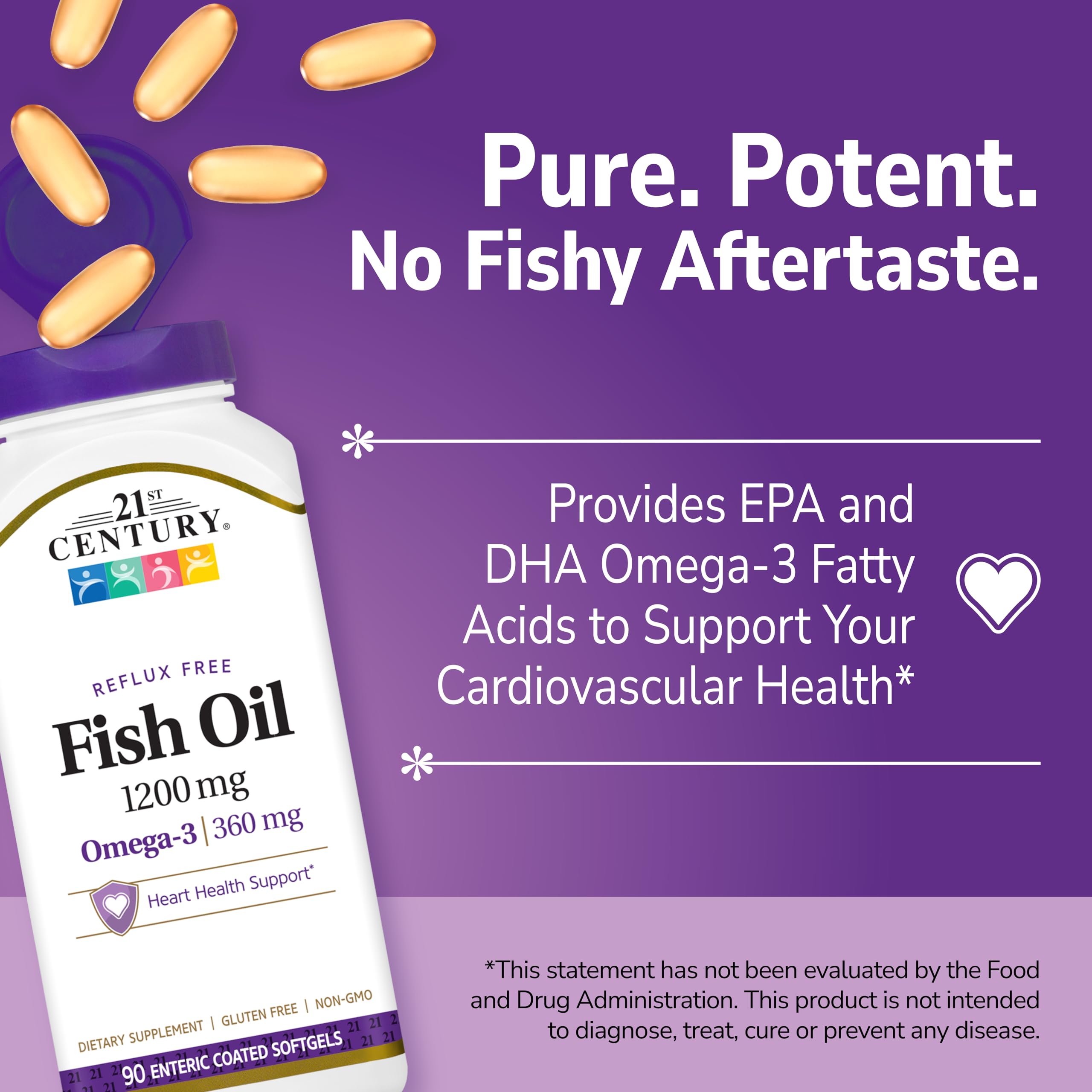 21st Century Fish Oil 1200mg Enteric Coated Softgels, Omega-3, 90 Count — Amazon image 3
