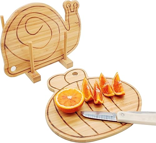Miniatura 3 de Juego de tabla de cortar de bambú pequeña, mini tabla de cortar de madera de frutas, tabla de queso con forma de caracol y abeja
