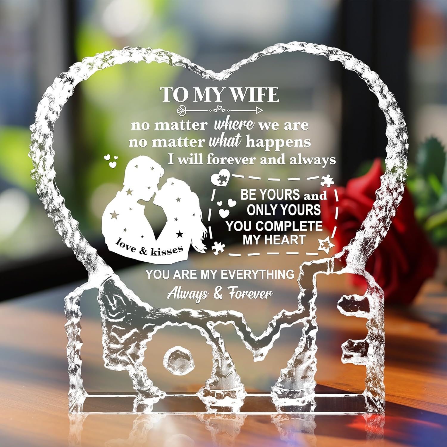 ZHSHWAT Valentines Day Gifts for Wife, I Love You Gifts for Her, to My Wife Crystal Keepsake Gift from Husband,Christmas Wedding Anniversary Birthday Gift for Wife - Image 3