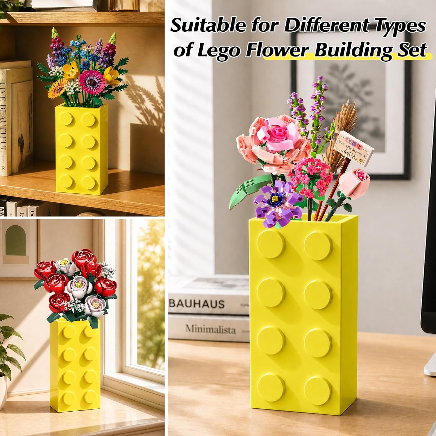 Vase for Lego Flower Bouquet Building Set,Display Stand for Lego Roses-Y image 3