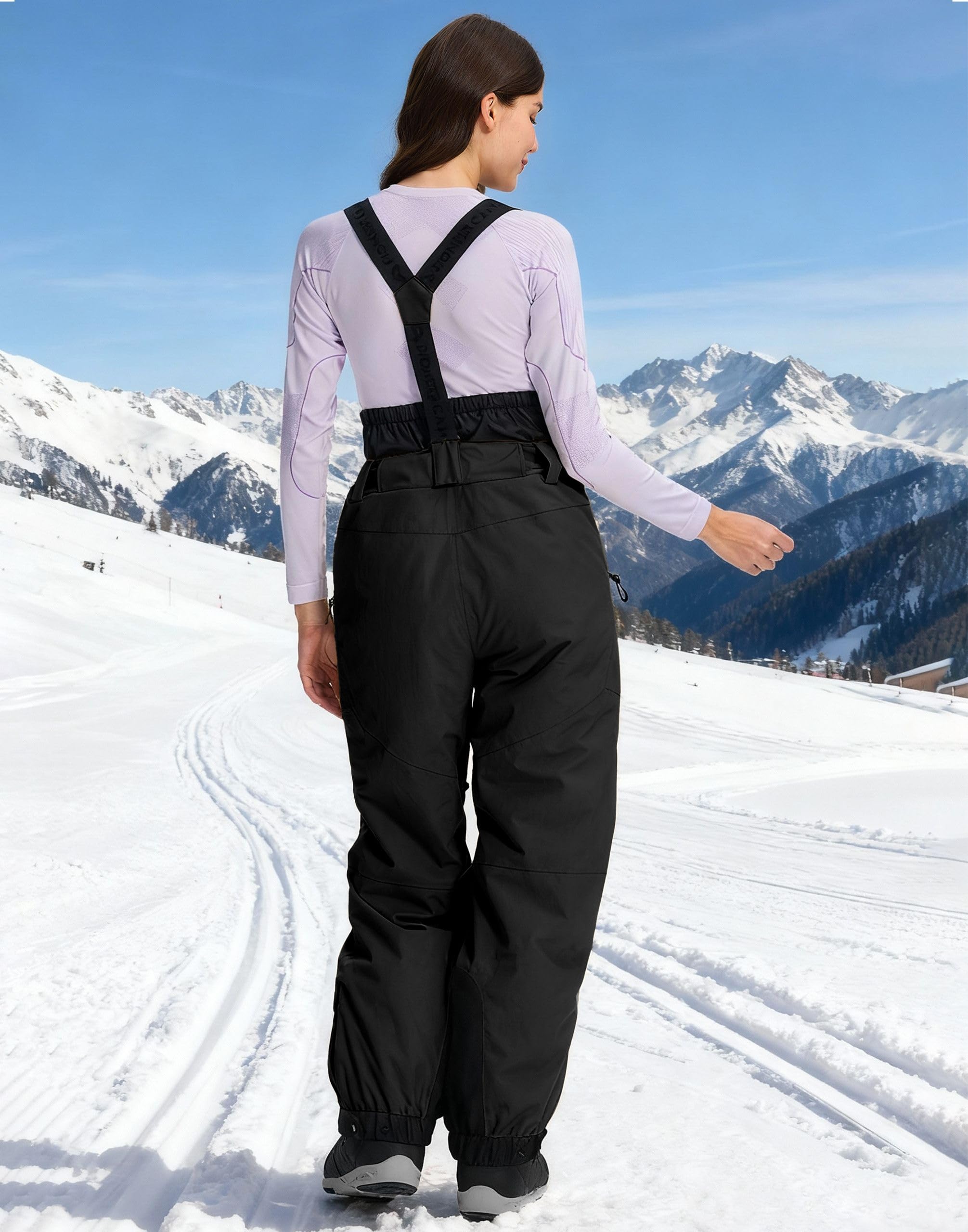 Pioneer Camp Skihose Damen Wasserdicht Winddichte Warme Snowboardhose mit Abnehmbaren und Taschen Winter Schneehose für Outdoor Sporten