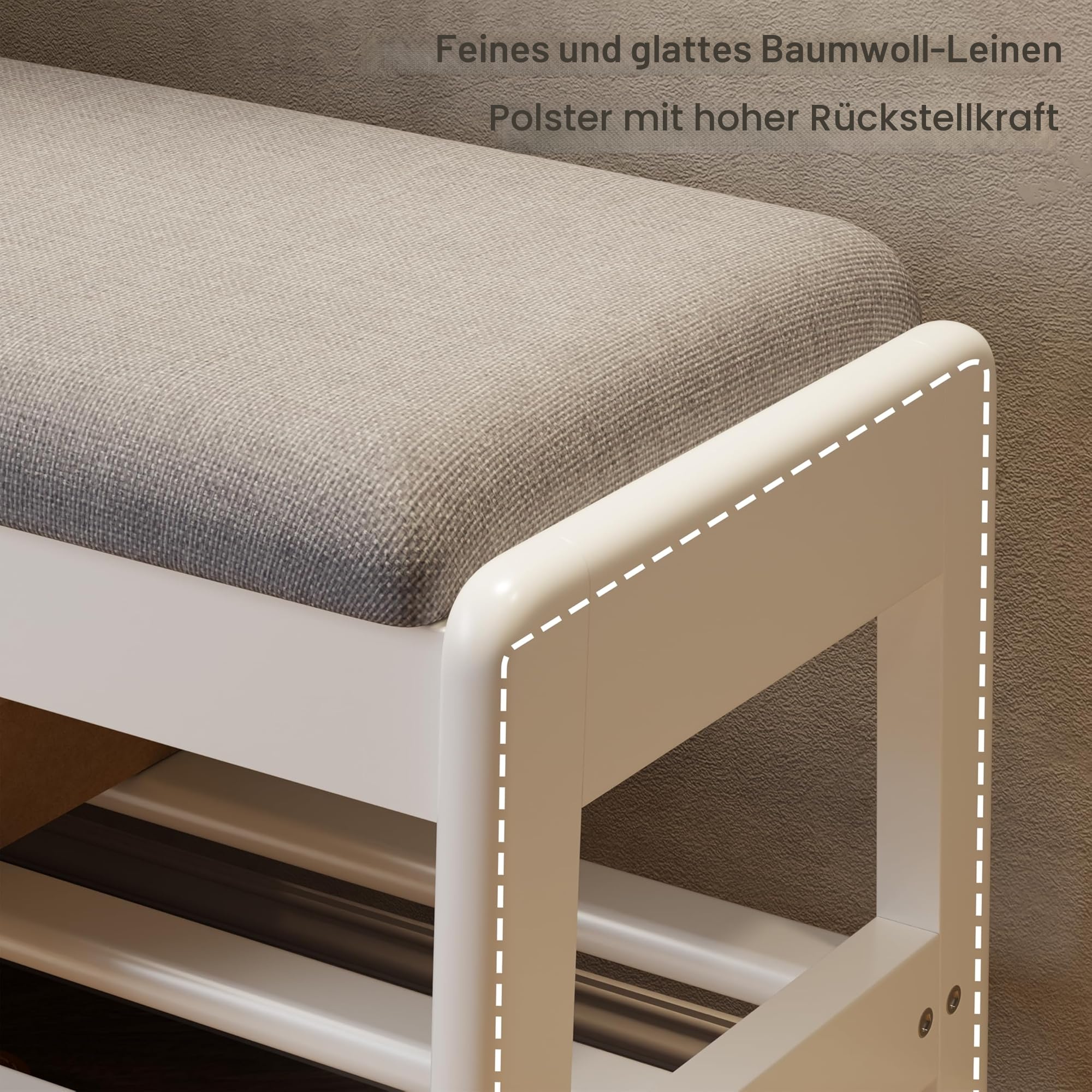 AQIMUELE Schuhbank mit Sitzkissen, 2-Etagen-Schuhbank mit klappbarer Aufbewahrung, Holzschuhregal für den Eingangsbereich, Flur (Weiß, 100 cm)