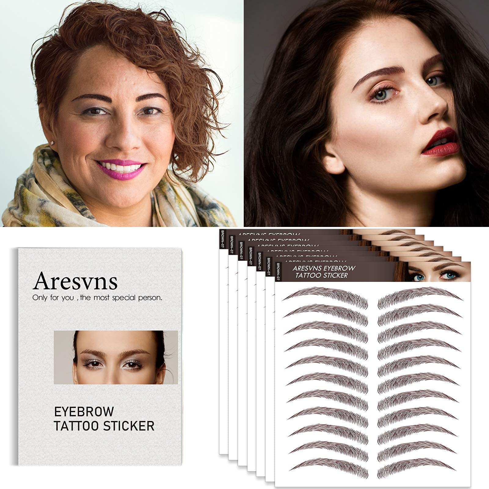 Tatuaje de cejas, 77 pares. Ceja de tatuaje auténtica 4D recién mejorada, popular calcomanía de transferencia de cejas marrón rojizo para mujeres y niñas, tamaños adecuados, impermeable y de larga 2