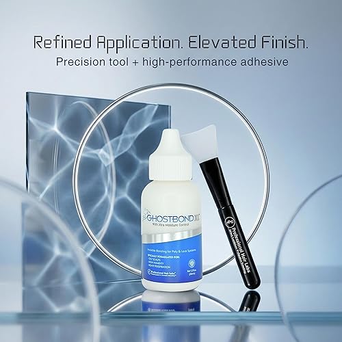 Miniatura 2 de GHOSTBOND Adhesivo de repuesto XL para cabello de 1.3 onzas y aplicador de silicona, pegamento invisible para peluca de encaje, resistente al agua y