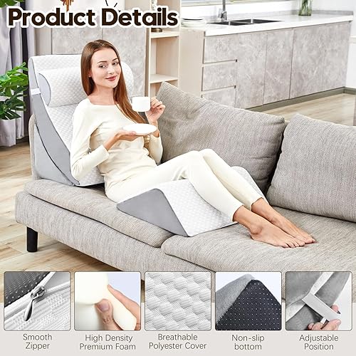 Miniatura 3 de Juego de 4 almohadas de cuña, almohadas de cuña para aliviar el dolor de espalda y dolor de piernas, almohada de cuña para hinchazón de piernas,