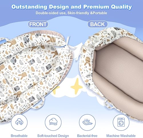 Miniatura 5 de Tumbona para bebé, tumbona portátil para recién nacidos de 0 a 24 meses, nido infantil para viajes, tiempo de piso y uso en cuna, artículos