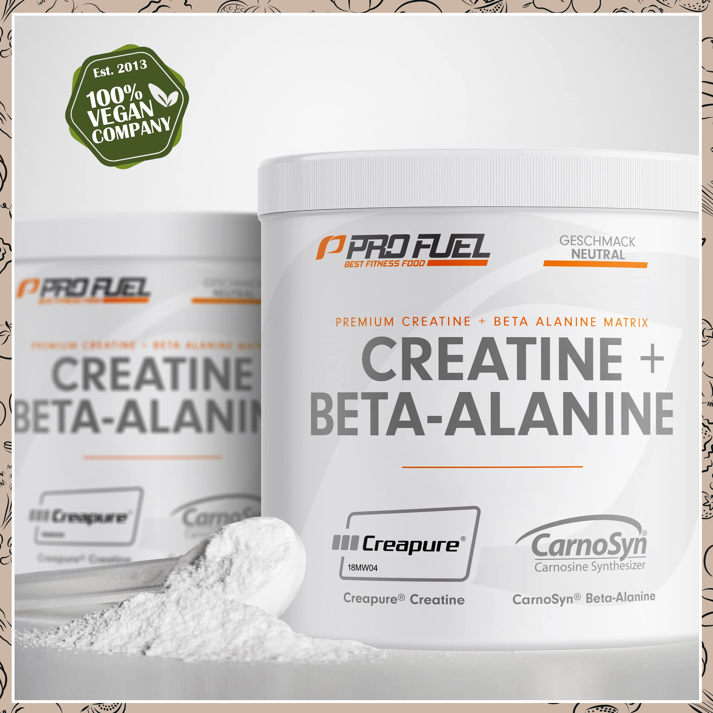 Creatin Monohydrat + Beta-Alanin 2x300g - Premium Creapure® Creatin 5g + CarnoSyn® Beta-Alanin 5g pro Portion - ultra hochdosiert für Kraftsport & Bodybuilding – Made in Germany - geschmacksneutral