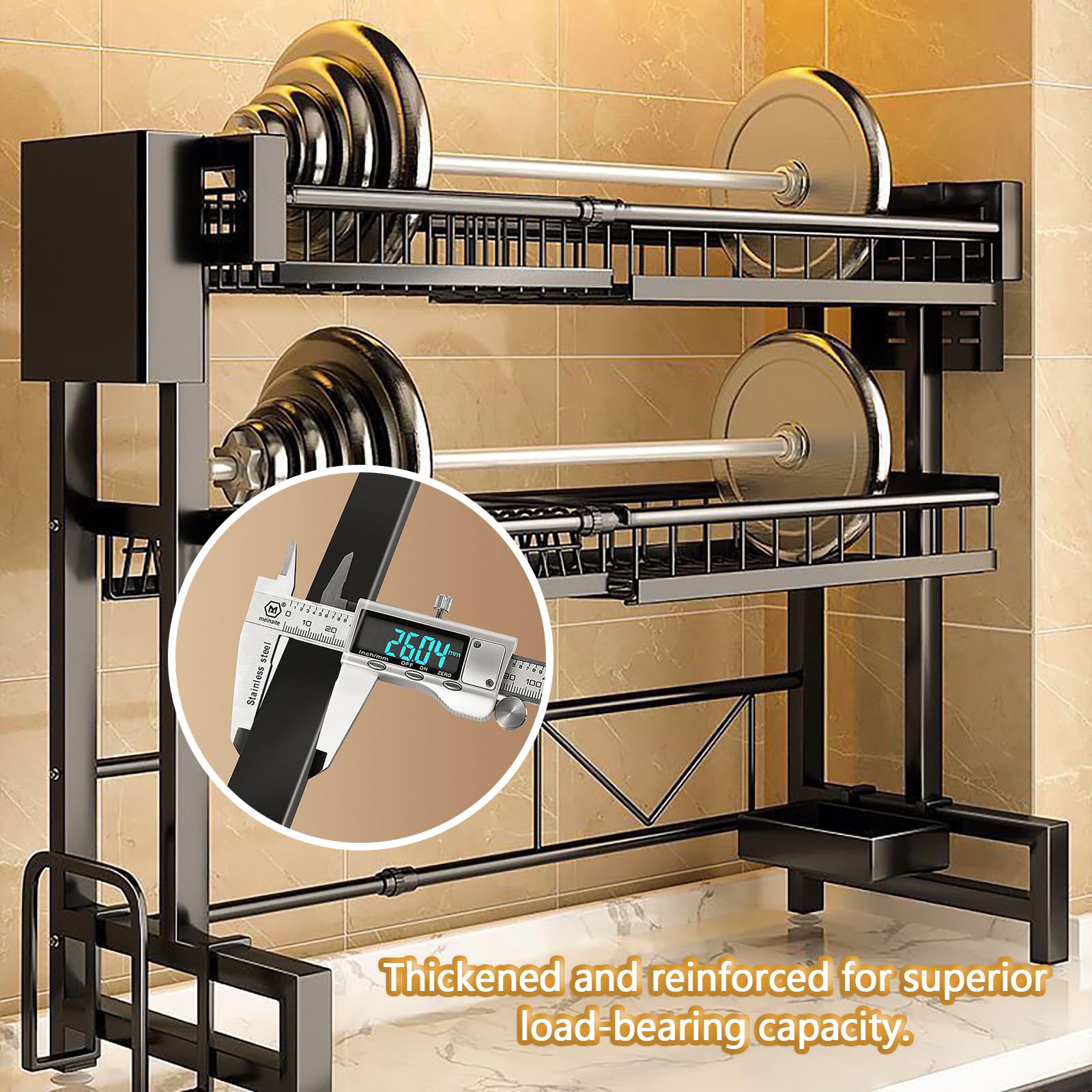 Generisch Escurreplatos para fregadero – Escurridor ajustable de metal de 2 niveles con ventosas, ahorra espacio para la organización de la cocina
