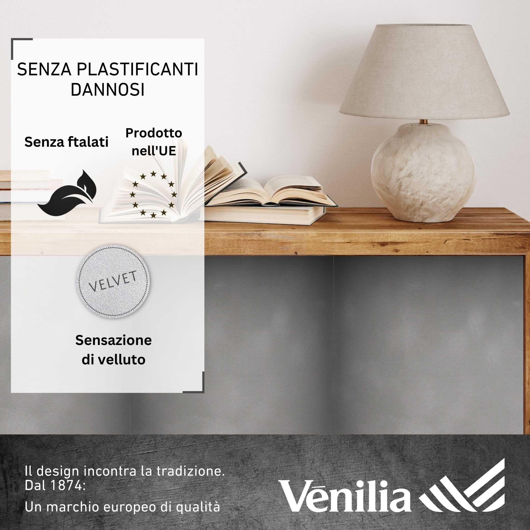Venilia Pellicola adesiva, Velluto Ottica di velluto Grigio chiaro, 67,5cm x 1m, Spessore 140μ, Pellicola autoadesiva per mobili o cucina, carta da parati, PVC senza ftalati, Prodotto in UE