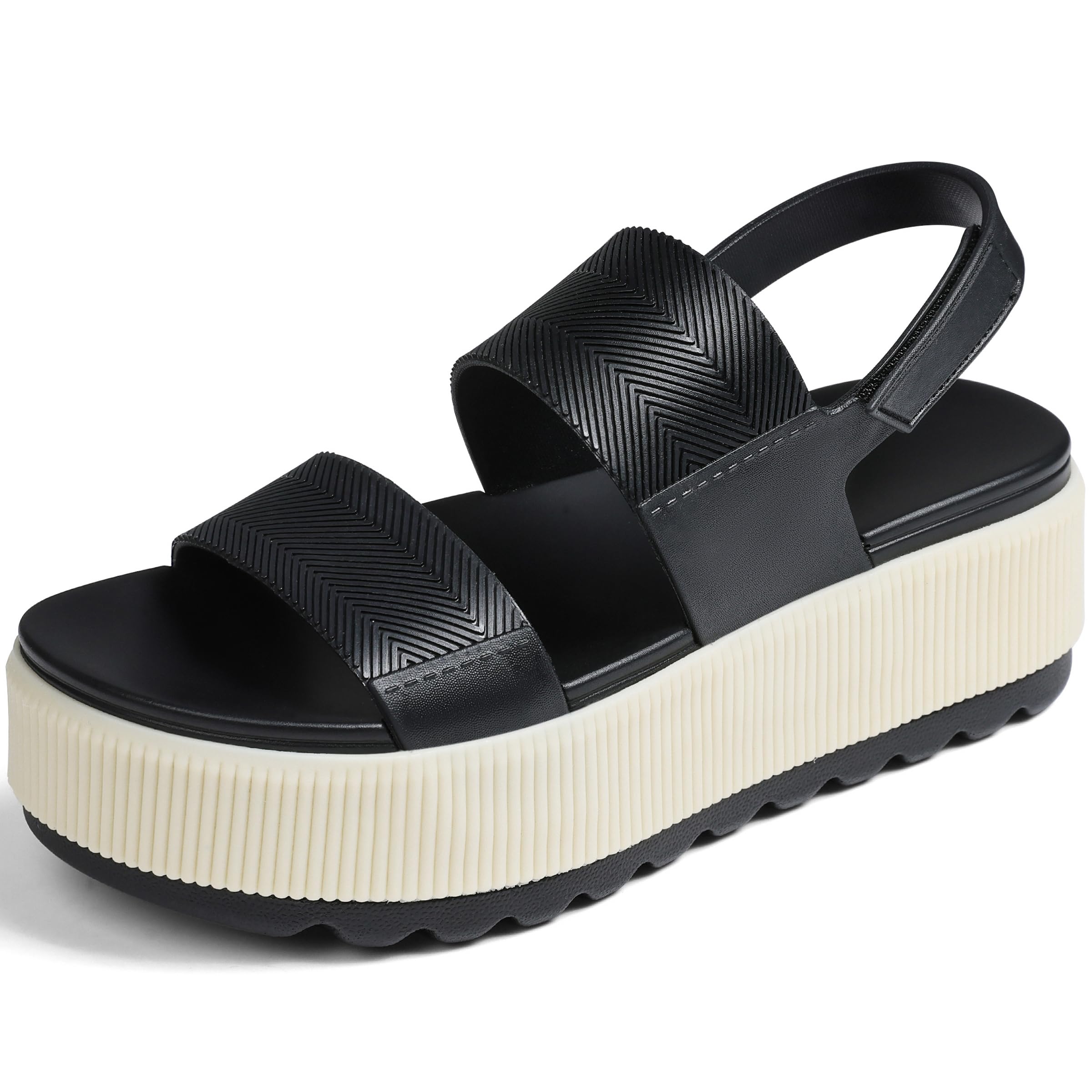 Photo 1 of Lovee Cosee Women's Platform Sandals - Black/White, Size 8