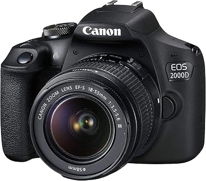 Canon EOS 2000D Rebel T7 DSLR Camera EF-S 18-55mm F/3.5-5.6 Zoom Lens + 128GB Memory + Case + Tripod + Filter Set of 36