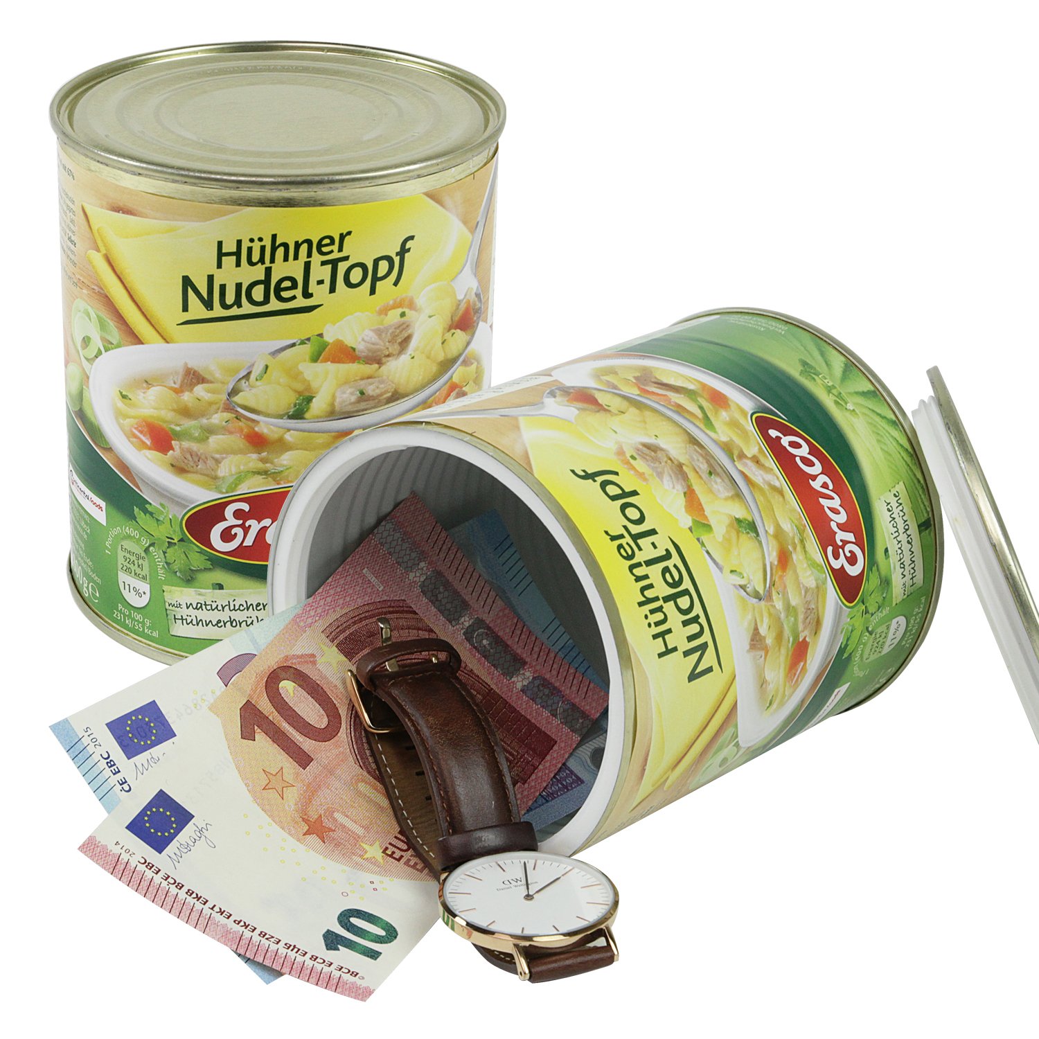 Plastic Fantastic Dosensafe Geldversteck im Design eines Erasco Nudeltopf, 12,0 x 10,0 cm