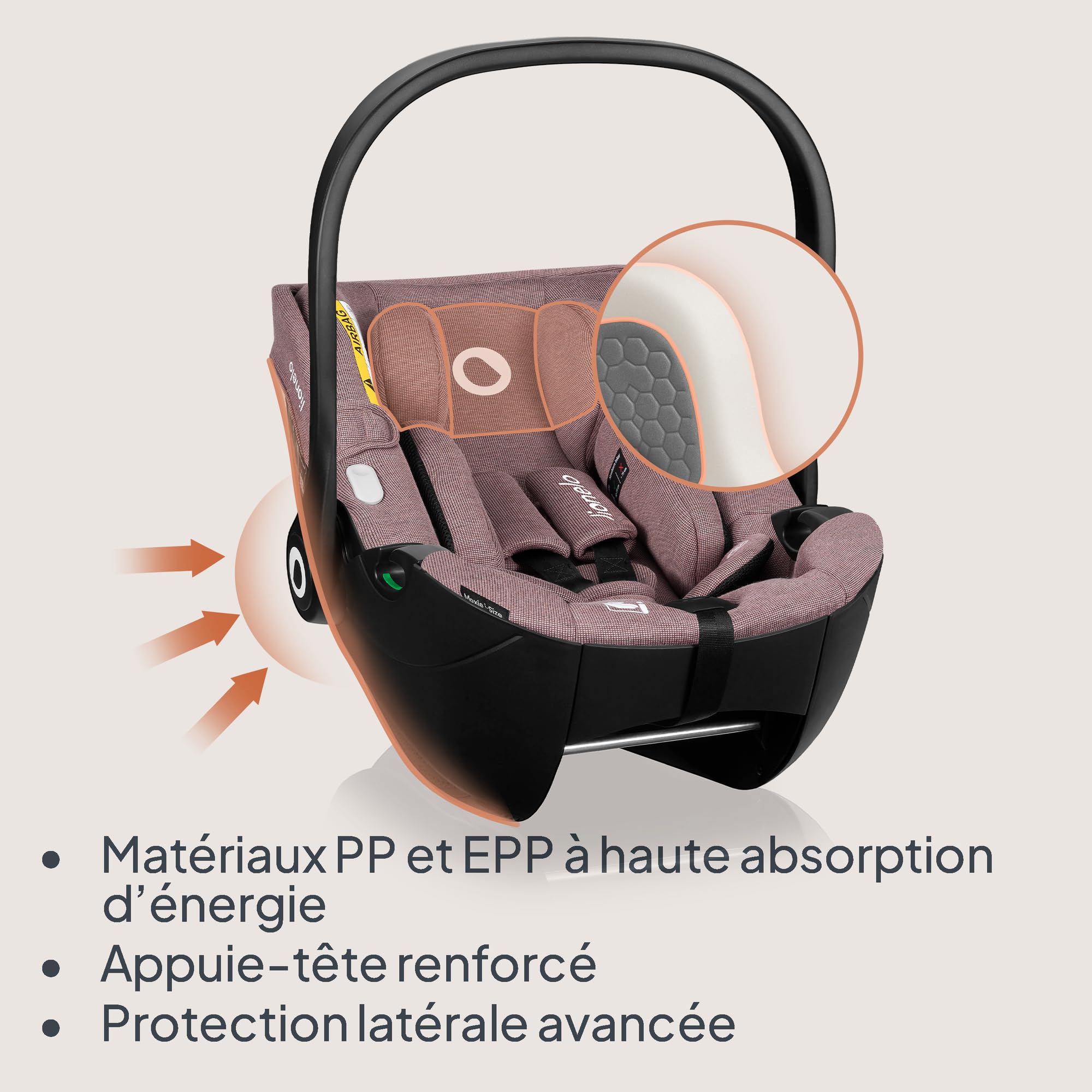 LIONELO MOXIE i-Size SET Siège Auto pour Bébé Avec Base 40 à 87 cm Porte-bébé Fixation et stabilisation ISOFIX Support stabilisateur Protection latérale, Réglage de l'Appui-Tête Insert Dri-Seat