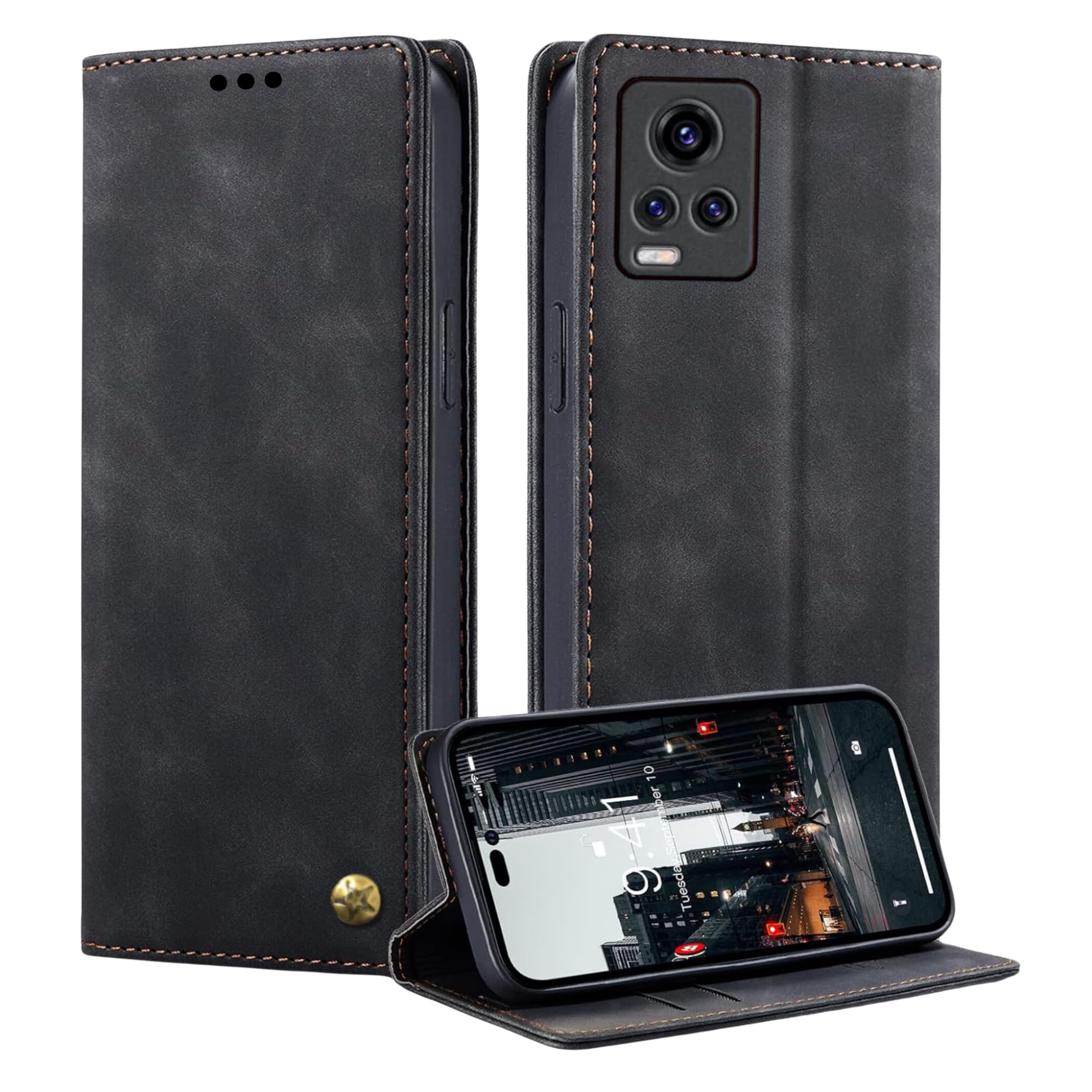 ClickAway Vivo V21 5G Mobile Phone | Business Professional Case | Premium Leather Finish Back Cover | Top Trending | Wallet Card Slots | Antique Black (B0D8GJ8LNL) Amazon Price History, Amazon Price Tracker