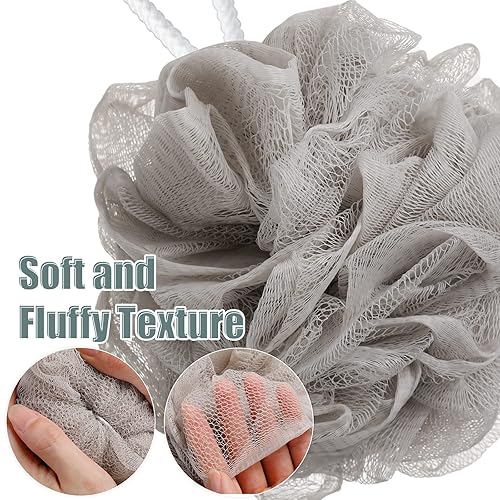 Charcoal Mesh Bath Sponge 32-Pack | Shower Loofah Poufs
