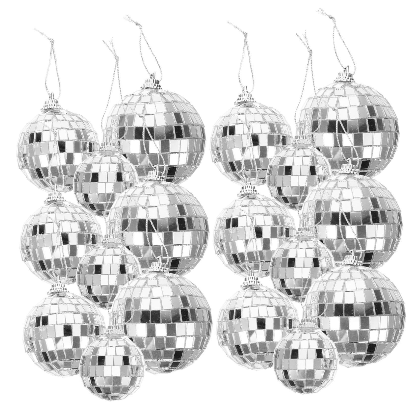 Yardenfun 18pcs Mirror Disco Ball Ornaments Reflective Xmas Decorations for Christmas Tree Wedding Party Shiny Hanging Pendants to Enhance Holiday Cheer