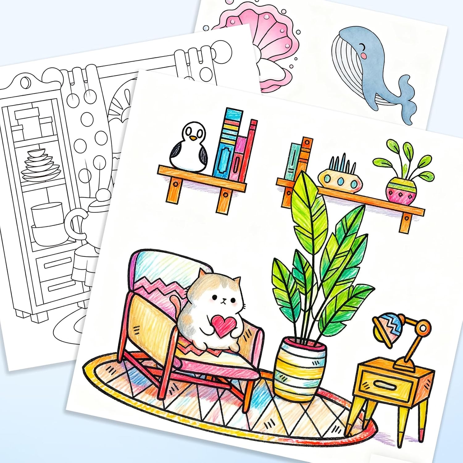 Coloring Book Set for Adults,Cute Coloring Book for Adults Relaxation with 60 Colored Markers, Anxiety Relief Gifts with 80 Patterns Included Animal Spaces