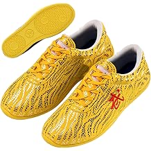Premium Soft Leather Tai chi Shoes,Martial Arts Sneakers for Women Men Kids,Chinese Kung Fu Training Shoe with Non-Slip Rubber Sole,Karate Taekwondo Wu Shu Performance SSize40EU/250mm,ColorYellow