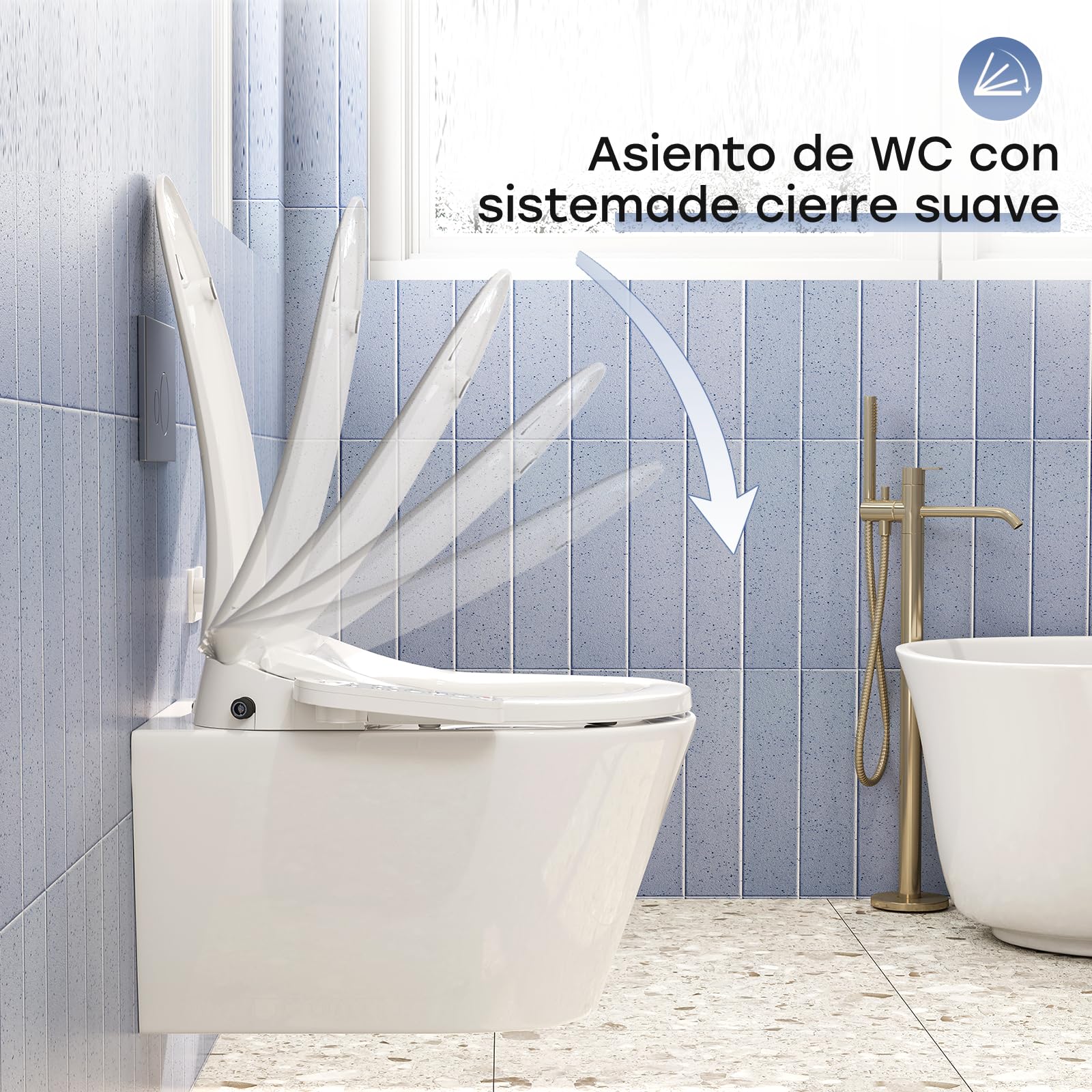 HOROW Asiento electrónico inteligente para bidé, asiento de inodoro con calefacción y control de temperatura, secadora integrada y luz nocturna, con filtro de agua, cierre suave y boquilla de