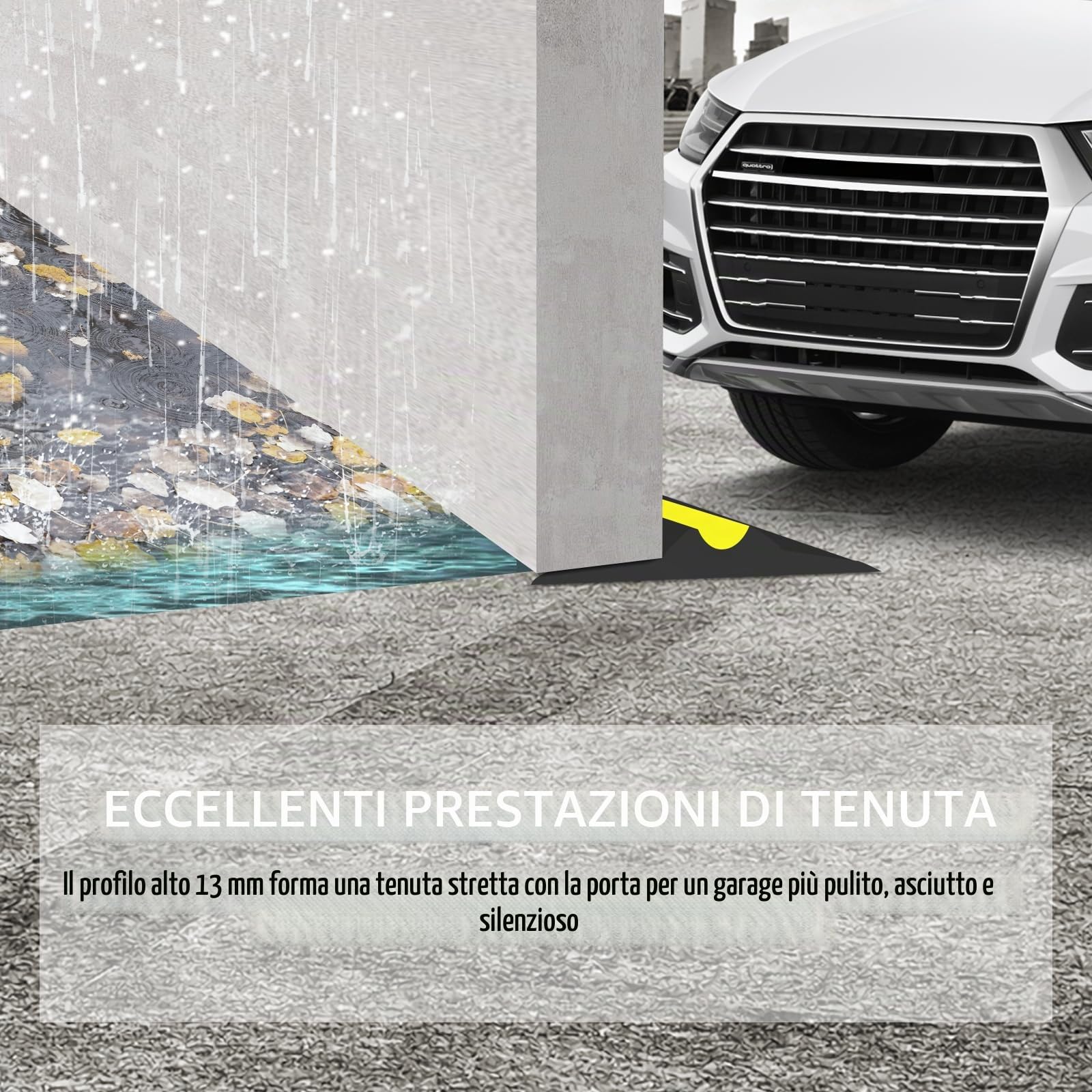Guarnizione Soglia Porta Garage 3 Metri Door Floor Seal Strip Ideale per Mantenere il Garage Pulito e Asciutto, Blocca Sporco, Foglie e Agenti Atmosferici