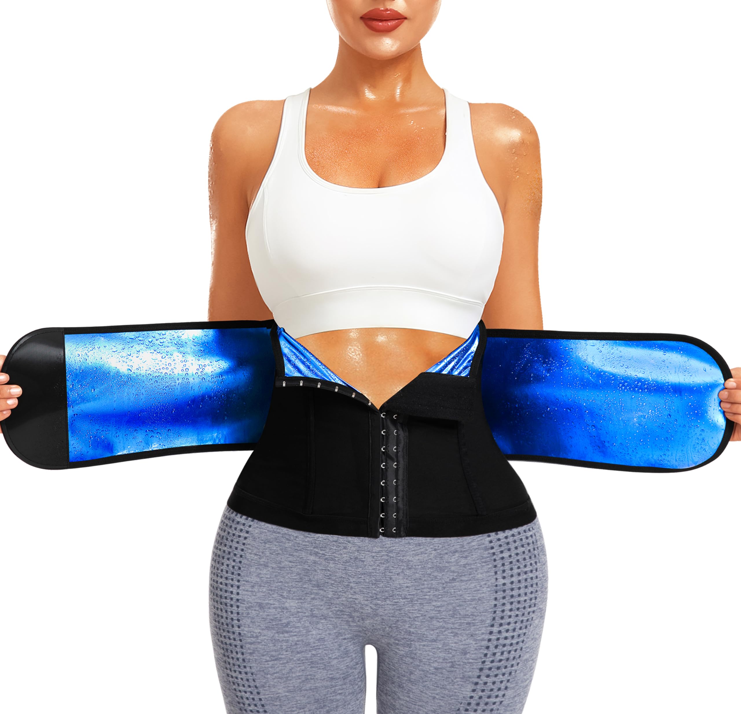 Sauna Waist Trainer for Women Waist Trimmer Corset for Stomach Wrap Workout Belly Belt Band Zipper Sauna Suits