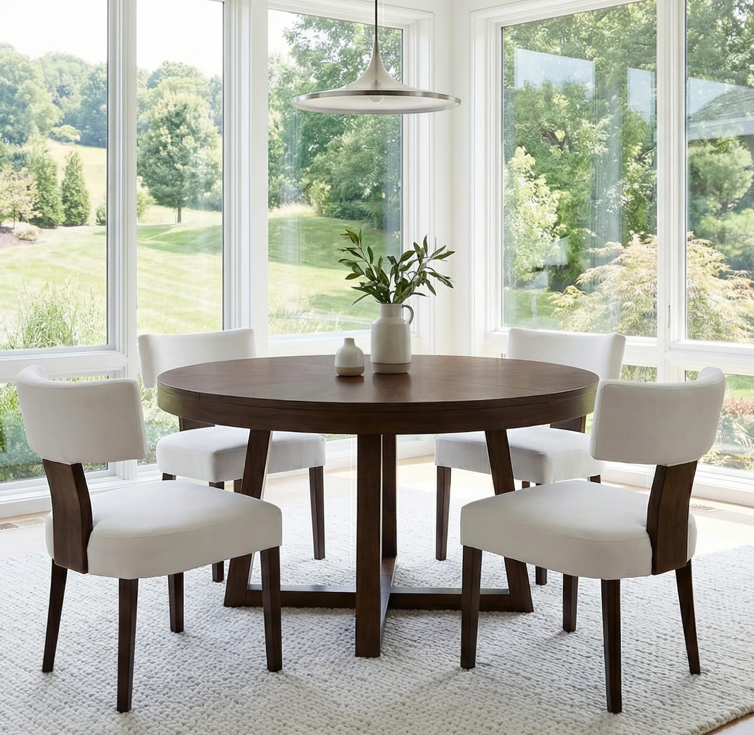 RIVOVA Dining Chairs Set of 4 Modern Dining Chair with Wood Legs, Upholstered Velvet Dining Chairs for Dining Room, Kitchen, Vanity, Living Room,