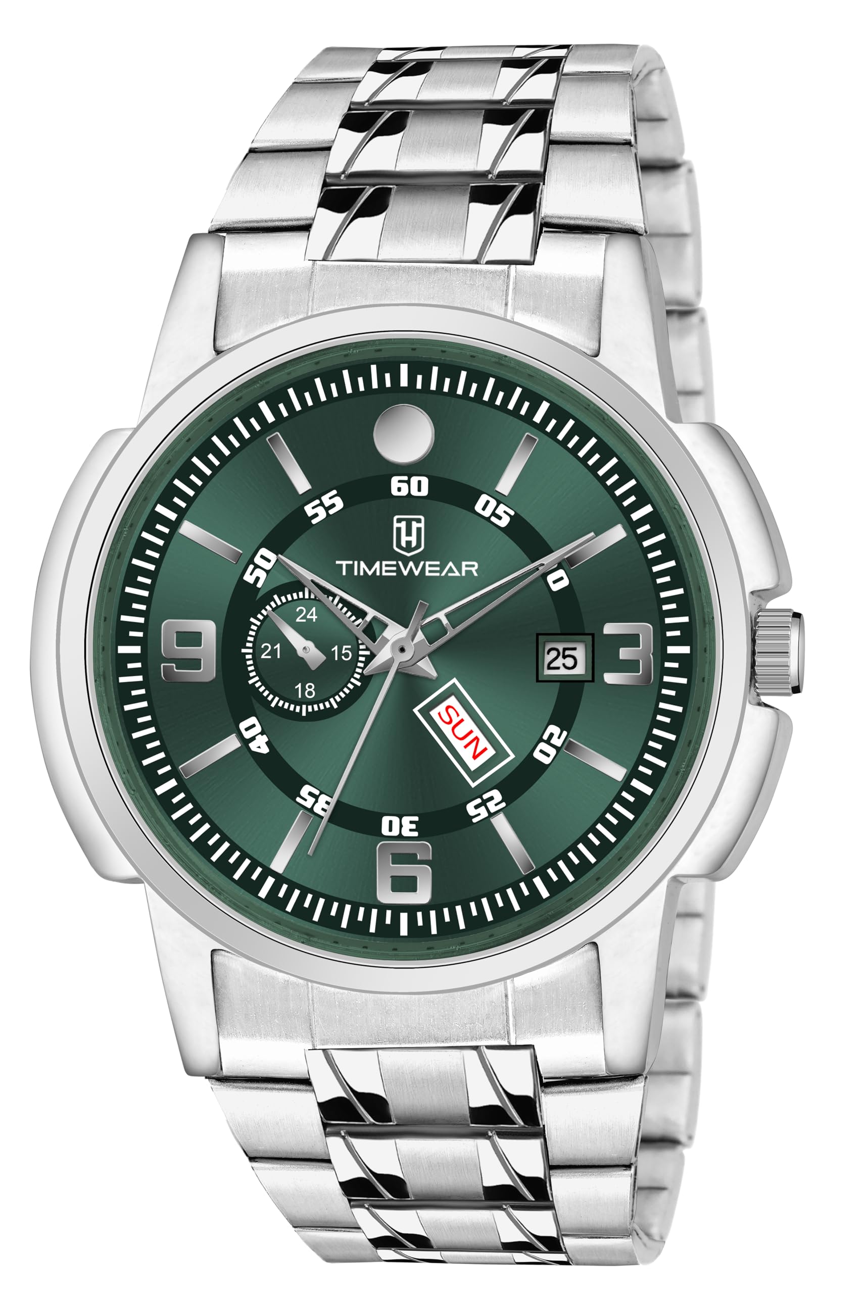 TIMEWEAR | Analog Day Date Stainless Steel Watch