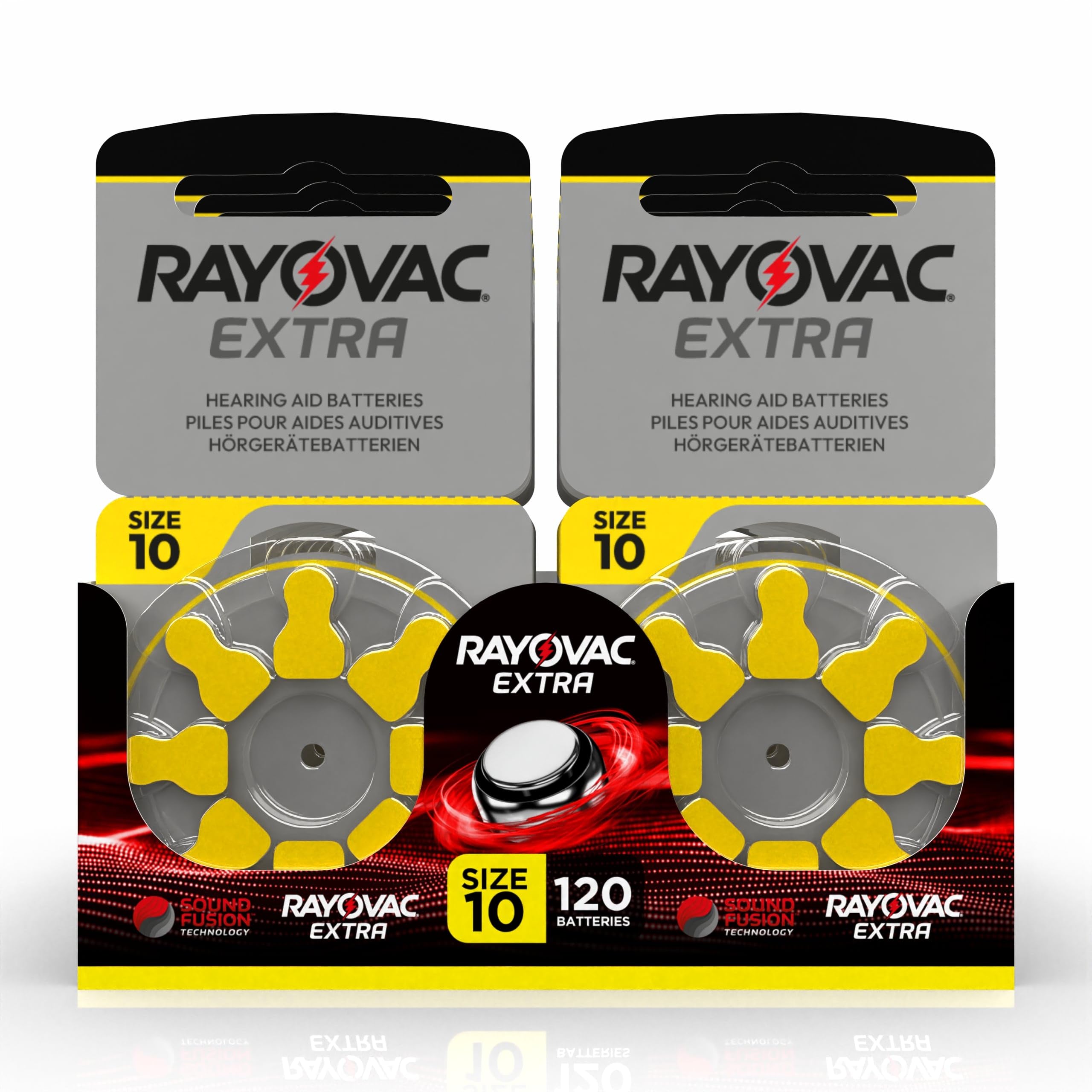 120 Pilas para audífonos Rayovac Extra Modelo 10, de Larga duración, compatibilidad Universal con Todos los audífonos, sin Mercurio, práctico y Seguro, 15 blíster de 8 Unidades Cada uno.