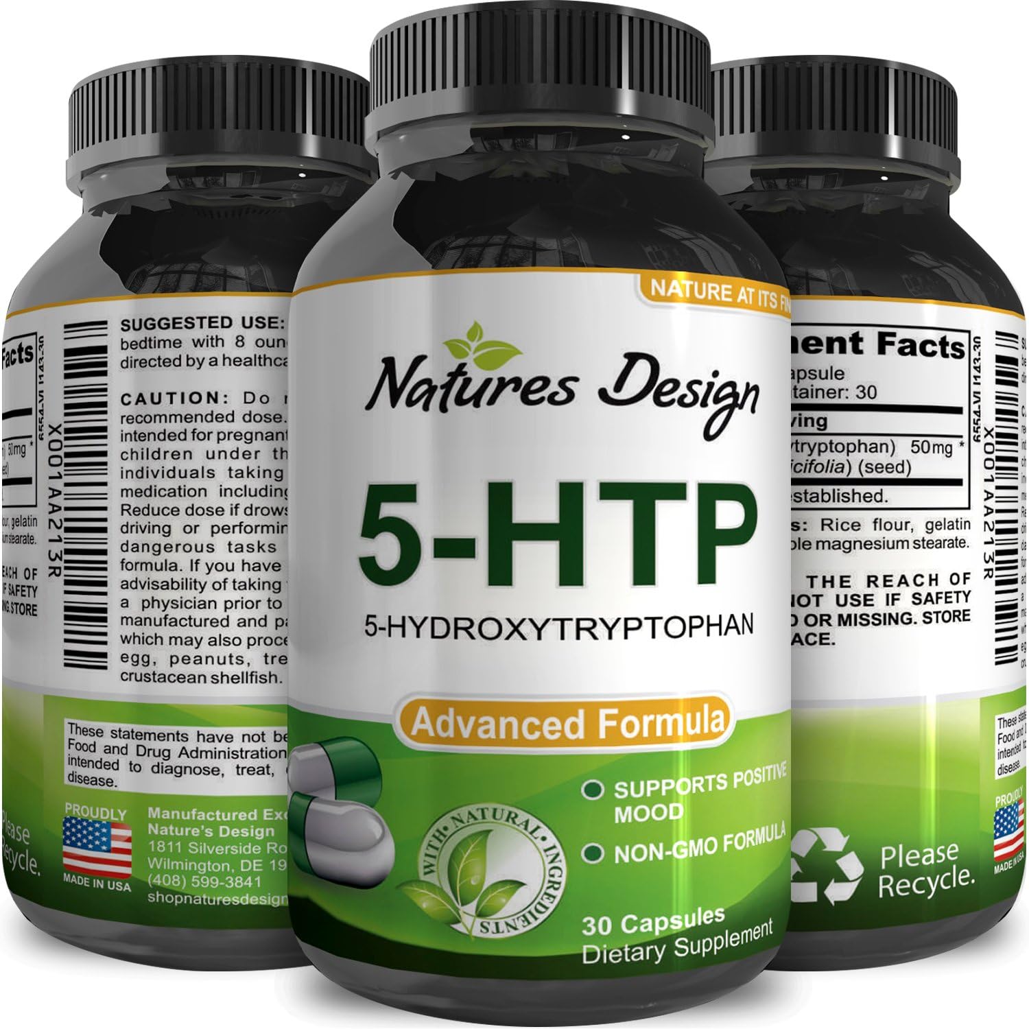 5HTP Time Release Supplement for Kids, Women and Men a Natural 5HTP 50MG Capsule Promote Weight Loss, Releases Serotonin, Promotes Wellbeing and Helps Sleep Griffonia Simplicifolia