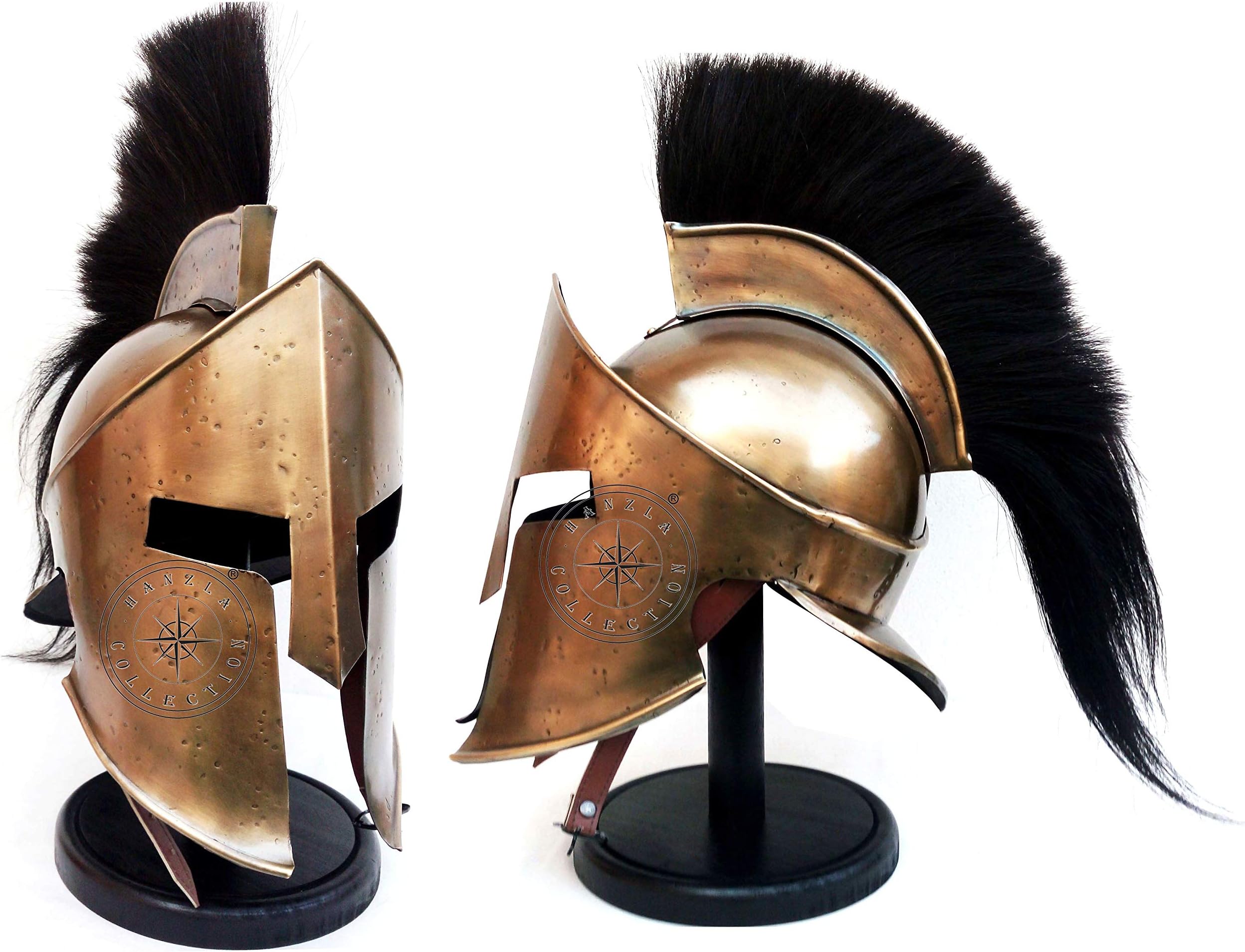 Hanzlacollection Medieval Armour King Leonidas Greek Spartan 300 Roman Helmet on Wooden Stand