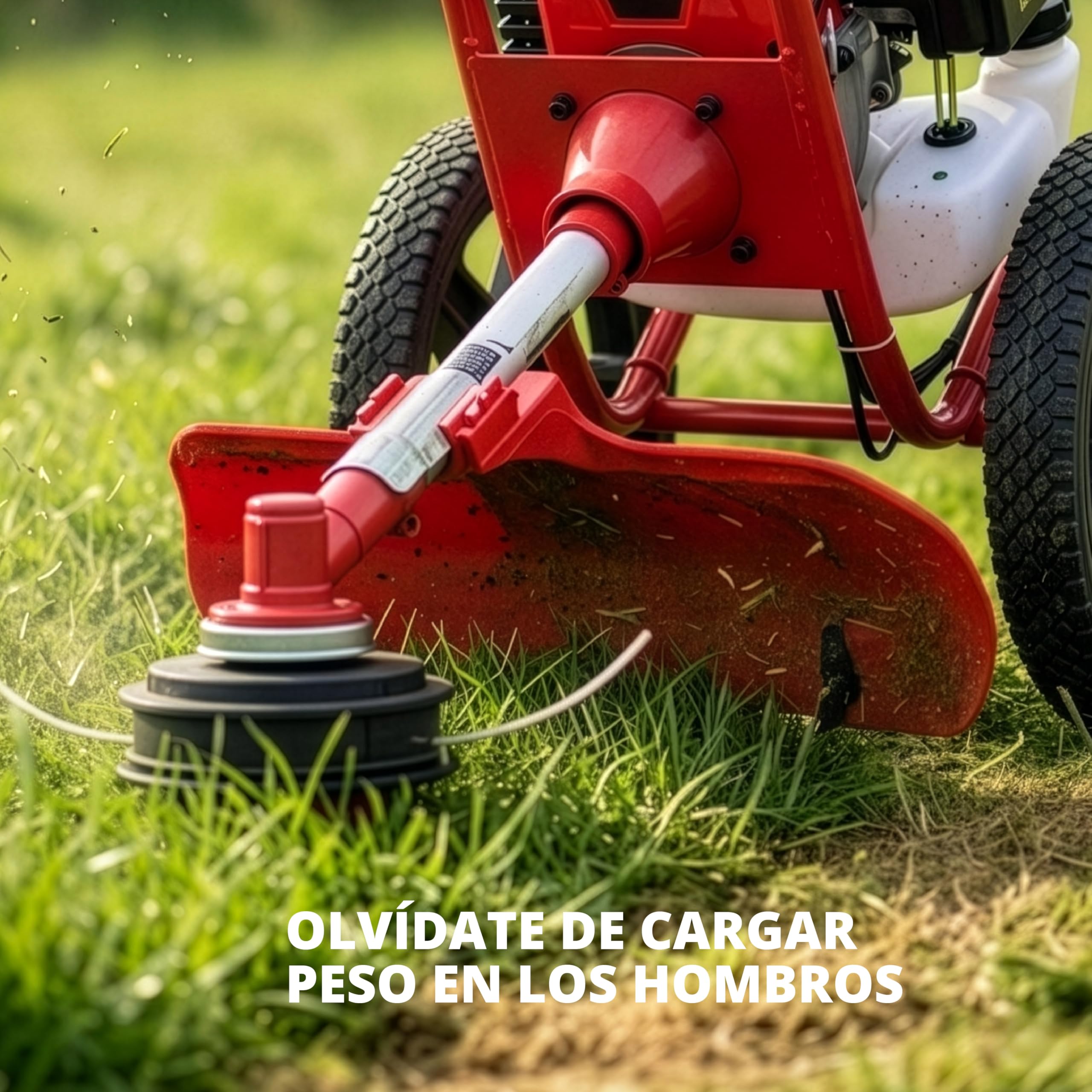 Synergy Desbrozadora de Ruedas Gasolina 52cc 2CV – Motor 2 Tiempos – Modelo Pro Wheels – Cabezal de Hilo y Cabezal de Corte para maleza