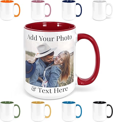 Tazas de café personalizadas, tazas de café personalizadas con texto fotográfico, taza de café de cerámica personalizada, taza personalizable, taza