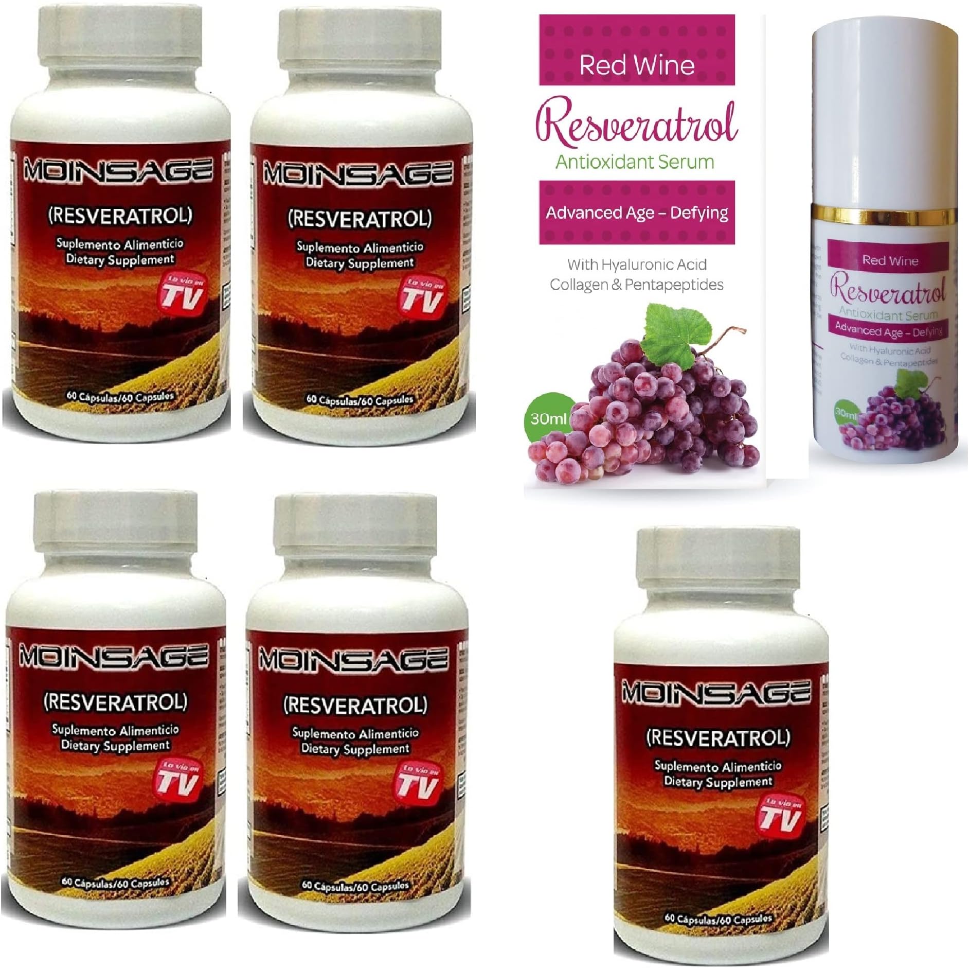Moinsage 5 Bottles + 1 Resveratrol Serum