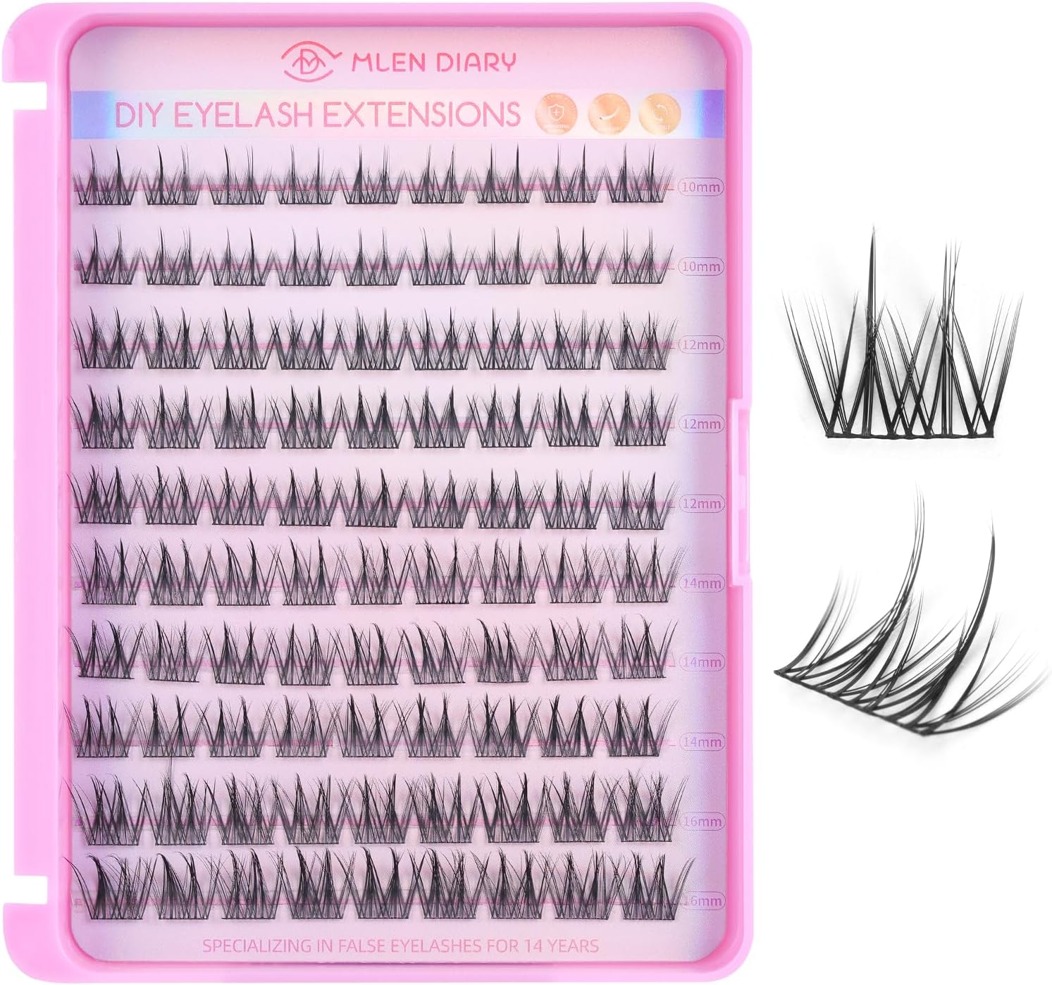 Lash Cluster DIY Eyelash Extensions 90 Clusters Lashes 10-16mm D Curl Mega Wispy Volume Individual Lashes Eyelash Clusters Extensions DIY at Home