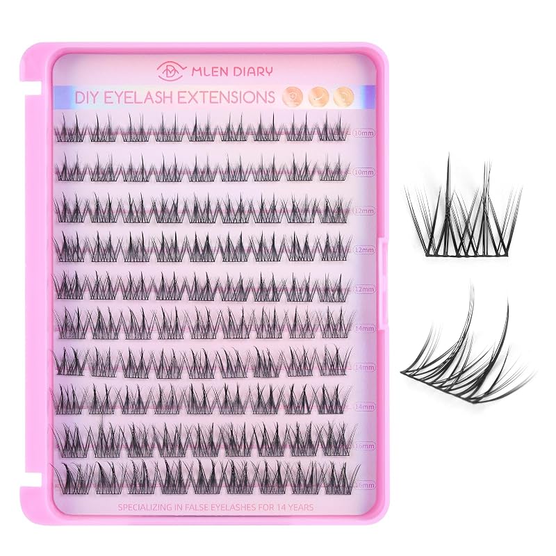 Cílios postiços em tufos MLEN DIARY D Curl, comprimentos de 10 a 16 mm, 90 unidades