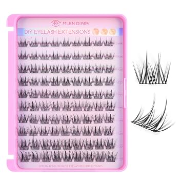 MLEN DIARY Lash Cluster DIY Eyelash Extensions 90 Clusters Lashes 10-16mm D Curl Mega Wispy Volume Individual Lashes Eyelash Clusters Extensions DIY at Home