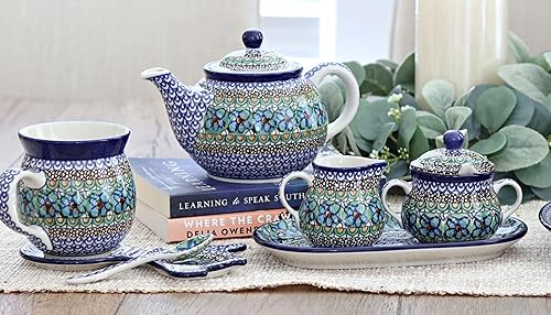 Miniatura 3 de Blue Rose - Tetera pequeña de cerámica polaca Celeste