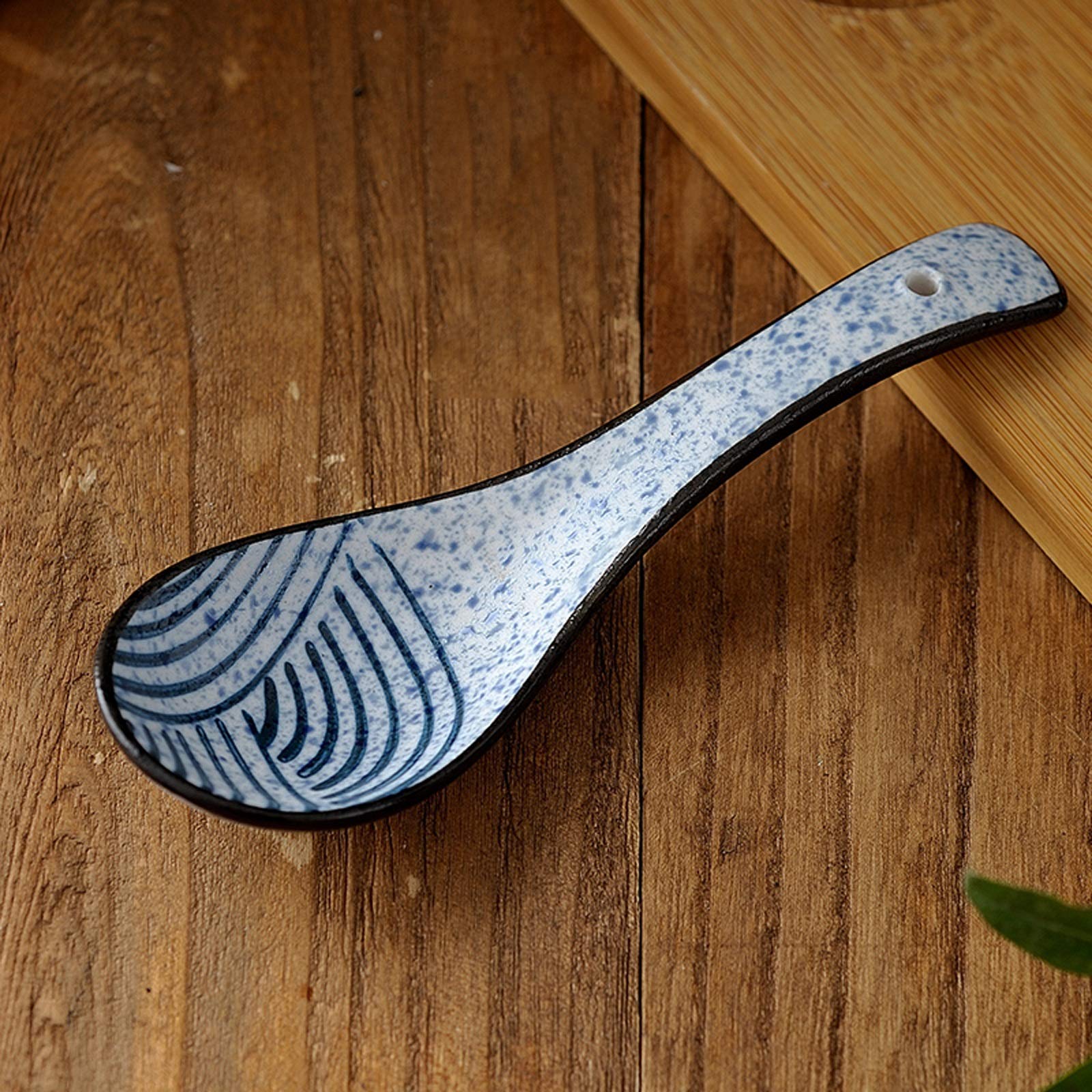 cuchara de mesa juego de cucharas Estilo japonés Qinghai Wave Cuchara de sopa pequeña Cerámica Hogar Cuchara de arroz linda Cocina Cuchara de porcelana Cuchara Cuchara de porcelana Cucharas bonitas fo