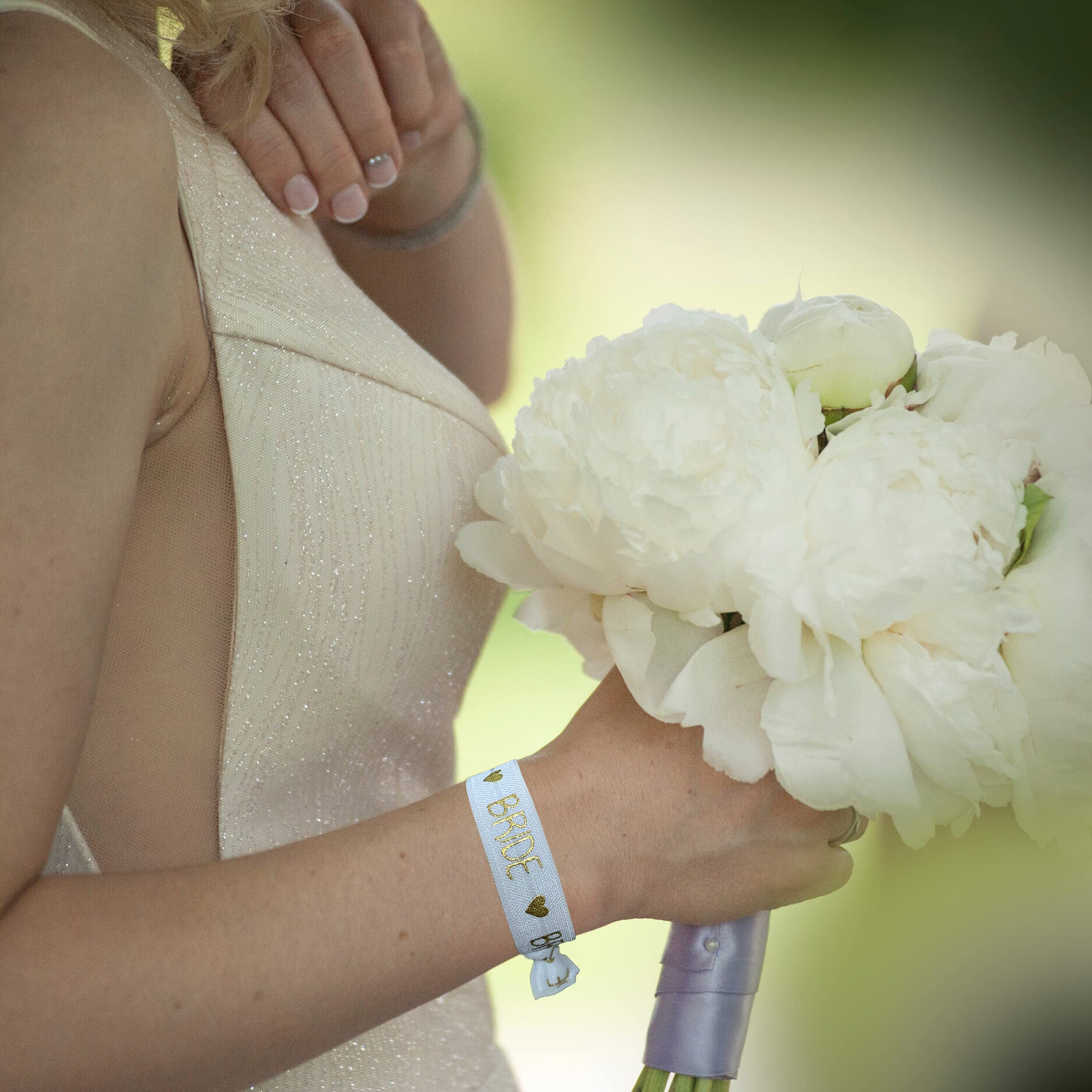 Set De Bracelets Pour Enterrement De Vie De Jeune Fille - 1 Bride Blanc + 10 Bride Tribe Rose