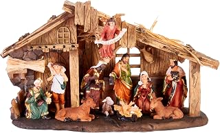 BRUBAKER Weihnachtskrippe - 32 cm Krippenset mit 11 handbemalten Figuren