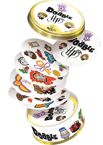 Asmodee | Dobble Harry Potter | Fun Family Card Game | Fast-Paced Observation Game | 15 Min Playtime | 2-8 Players | Ages 6 and up | Tin Box & 55 Cards