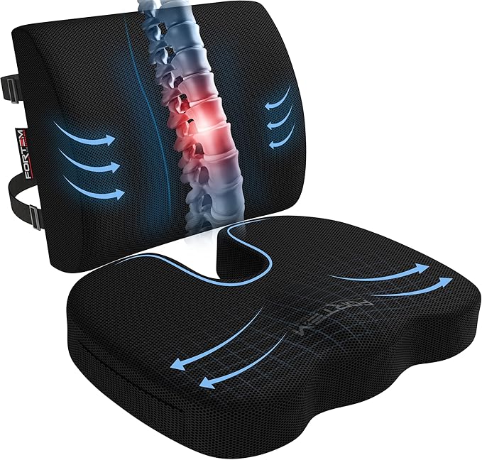 FORTEM Chair Cushion, Seat Cushion for Office Chair, Lumbar Support