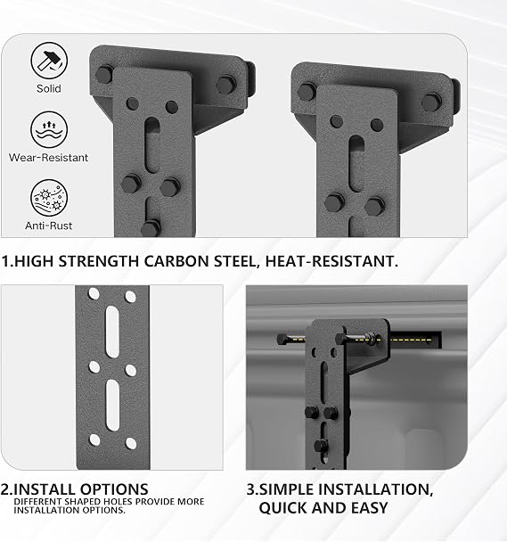 Universal Recovery Board Mounting Brackets for Pickup Trucks, Heavy-Duty Adjustable Steel Traction Board Holder, Compatible with Bed Rail Systems for Off-Road Sand, Snow, Mud Recovery Tracks