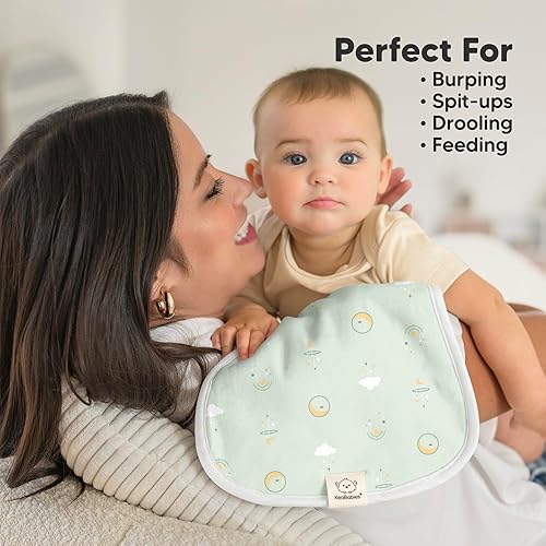 Vista 239 de Paños orgánicos para eructos para bebés niños y niñas, paquete de 5 paños de algodón súper absorbentes para bebés, trapos suaves y afelpados