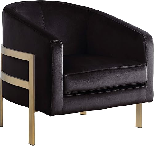 Miniatura 24 de Iconic Home Monte Accent - Silla de club elegante y elegante de terciopelo con acabado de latón cepillado, marco de acero inoxidable moderno y Negro